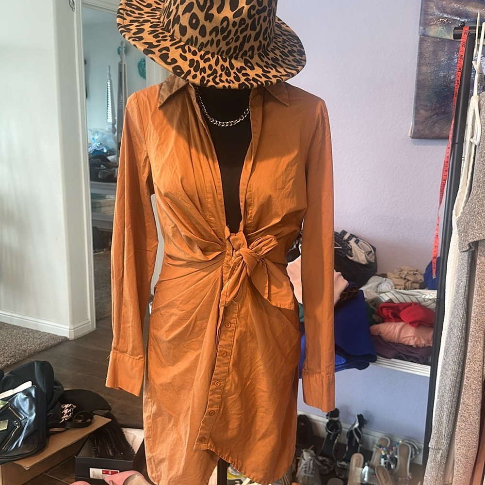 Tan Low Cut Dress